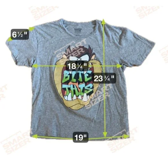 Taz T Shirt Bite This Graphic Gray Short Sleeve Shirt Large Looney Tunes - Picture 5 of 5
